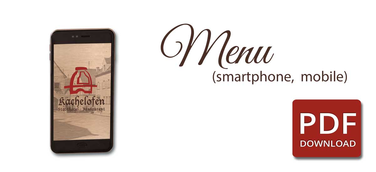 Menu Restaurant Kachelofen 2021 optimized for smartphones English
